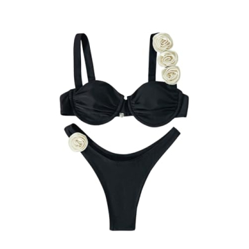 OYOANGLE Women's 3D Floral Bikini Set - Elegant & Stylish Swimwear