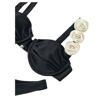 OYOANGLE Women's 3D Floral Bikini Set Stylish Swimwear