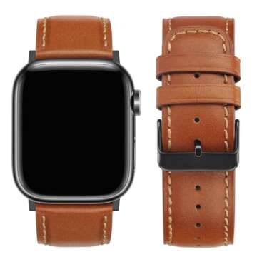 Tasikar Genuine Leather Apple Watch Band for All Models