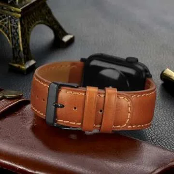 Tasikar Genuine Leather Apple Watch Band for All Models