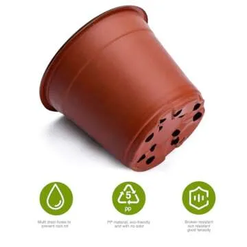 Delxo 100 Pcs 6 Inch Plants Nursery Pots Reusable Plant Seeding Nursery Pot Waterproof Plastic Pots Seed Starting Pots