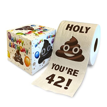 Printed TP Holy You're 42 Birthday Toilet Paper Gift - 42nd Bday Party Joke Toilet Paper Prank