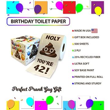 Holy You're 42 Birthday Toilet Paper Gift for Laughs