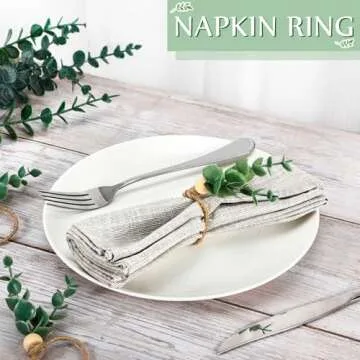 Chengu 6 Pieces Napkin Rings Set Eucalyptus Napkin Rings Greenery Leaf Boho Napkin Rings Rustic Farmhouse Wooden Napkin Holders for Wedding Home Dining Banquet Christmas Easter Holiday Table Decor