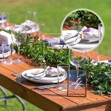 Chengu 6 Pieces Napkin Rings Set Eucalyptus Napkin Rings Greenery Leaf Boho Napkin Rings Rustic Farmhouse Wooden Napkin Holders for Wedding Home Dining Banquet Christmas Easter Holiday Table Decor