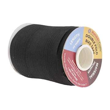 Mandala Crafts Double Fold Bias Tape for Sewing - 55 Yds Black Bias Tape Double Fold 1/2 Inch Hem Qu...