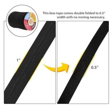 Mandala Crafts 55 Yards Double Fold Black Bias Tape