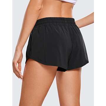 CRZ YOGA Women's Running Shorts Low Waisted 2.5" - Mesh Liner Quick Dry for Track Gym Athletic Worko...