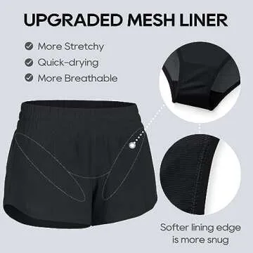 CRZ YOGA Women's Running Shorts Low Waisted 2.5" - Mesh Liner Quick Dry for Track Gym Athletic Workout with Zip Pocket Black Medium