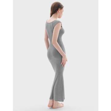 PUMIEY Square Neck Maxi Long Bodycon Dress for Summer