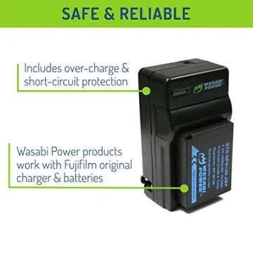 Wasabi Power Battery (4-Pack) and Charger Replacement for Fujifilm NP-W126, NP-W126S