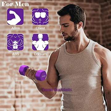10 lb Dumbbells Set of 2, Hand Weights Neoprene Coated Dumbbell Pair, Exercise Fitness Dumbbells for Men Women Home Gym Full Body Workout Strength Training (Delivered in 3-10 Days), Purple