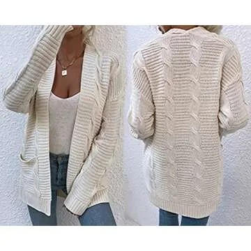 futurino Knit Cardigan Women's Chunky Open Front Outwear Cover Up with Pockets