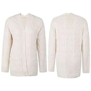 futurino Knit Cardigan Women's Chunky Open Front Outwear Cover Up with Pockets