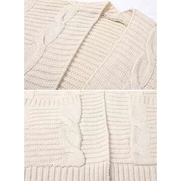 futurino Knit Cardigan Women's Chunky Open Front Outwear Cover Up with Pockets