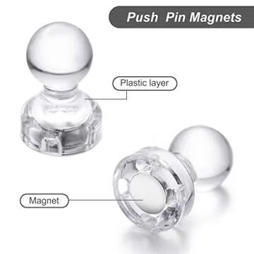 66PCS Magnetic Push Pin Magnet, Push Pin Magnet, Fridge Magnet Magnetic Thumb Tacks for Kitchen, Refrigerator, Office, School, Whiteboard.Magnets for Whiteboard