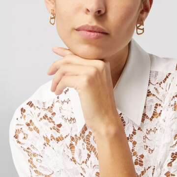 Osildde V-Shaped Minimalistic Earrings, 18K Gold Plated Stainless Steel Geometric Pearl Accessories for Women, Hypoallergenic Handmade Jewelry, Gentle on Skin, Premium Gift for Women