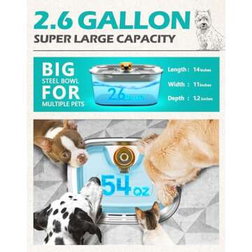 Large Dog Water Fountain for Large Dogs 2.6 Gallon,SwSun 10L Automatic Dog Water Bowl Dispenser Big ...