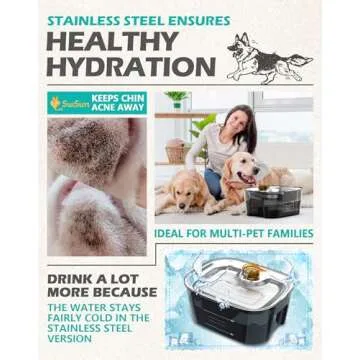 Large Dog Water Fountain for Large Dogs 2.6 Gallon,SwSun 10L Automatic Dog Water Bowl Dispenser Big Cat Pet Water Fountain Inside with Stainless Steel Filtered Drinking Bowl Safe Pump for Multiple Pet