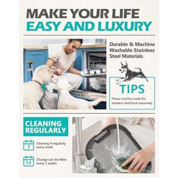 Large Dog Water Fountain for Large Dogs 2.6 Gallon,SwSun 10L Automatic Dog Water Bowl Dispenser Big Cat Pet Water Fountain Inside with Stainless Steel Filtered Drinking Bowl Safe Pump for Multiple Pet