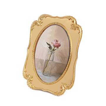SIKOO 4x6 Oval Picture Frame Antique Gold Picture Frame Vintage Frames Ornate Photo Frame Wall Decor...