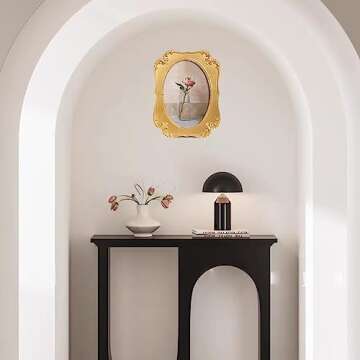 SIKOO 4x6 Oval Picture Frame Antique Gold Picture Frame Vintage Frames Ornate Photo Frame Wall Decor Art, Gold