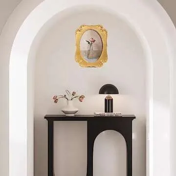 SIKOO 4x6 Oval Picture Frame Antique Gold Picture Frame Vintage Frames Ornate Photo Frame Wall Decor Art, Gold