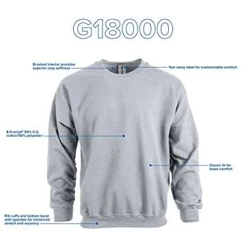 Gildan Adult Fleece Crewneck Sweatshirt, Style G18000, Multipack, Sport Grey (1-Pack), Large
