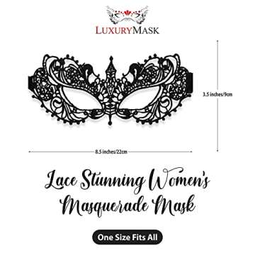Black Masquerade Mask For Women - Lace Masquerade Masks for Masquerade Party, Proms, Photo Shoot, Ve...