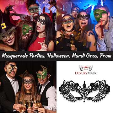Black Masquerade Mask For Women - Lace Masquerade Masks for Masquerade Party, Proms, Photo Shoot, Venetian Party, Mardi Gras, Halloween & Cosplay - Black Color