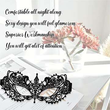 Black Masquerade Mask For Women - Lace Masquerade Masks for Masquerade Party, Proms, Photo Shoot, Venetian Party, Mardi Gras, Halloween & Cosplay - Black Color