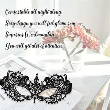 Black Masquerade Mask For Women - Lace Masquerade Masks for Masquerade Party, Proms, Photo Shoot, Venetian Party, Mardi Gras, Halloween & Cosplay - Black Color