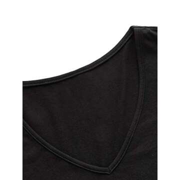 SweatyRocks Women's Casual V Neck Short Sleeve Basic Solid Crop Top T-Shirt Black L