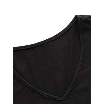 SweatyRocks Women's Casual V Neck Short Sleeve Basic Solid Crop Top T-Shirt Black L