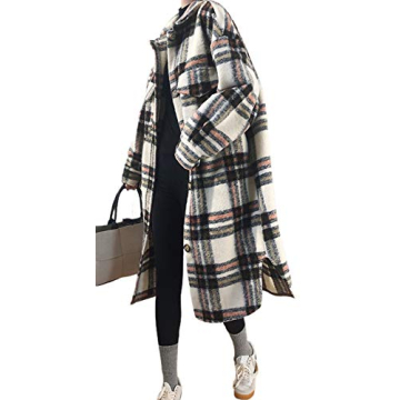 CHARTOU Women's Stylish Wool Blend Plaid Shacket