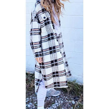 CHARTOU Women's Stylish Wool Blend Plaid Shacket