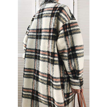 CHARTOU Women's Stylish Wool Blend Plaid Shacket