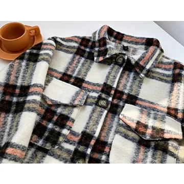 CHARTOU Women's Stylish Wool Blend Plaid Shacket