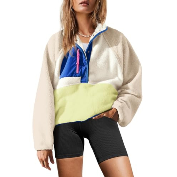 Yanekop Fuzzy Fleece Jacket for Women with Pockets