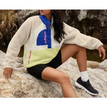 Yanekop Fuzzy Fleece Jacket for Women with Pockets