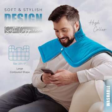 Heating Pad for Neck and Shoulders, Gifts for Women, Men, Mom, Dad, Christmas, Birthday, Mothers Day, Fathers Day - Weighted Neck Heating Pad for Pain Relief, 6 Heat Setting 2H Auto-Off Home Office