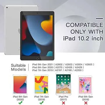 TSQQST iPad Case for 10.2 Inch 9th 8th 7th Gen with Screen Protector & Accessories