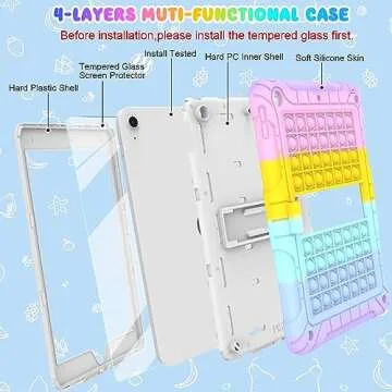 TSQQST Durable iPad Case with Stand for Kids and Screen Protector