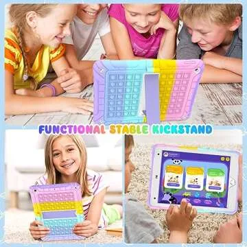 TSQQST Durable iPad Case with Stand for Kids and Screen Protector