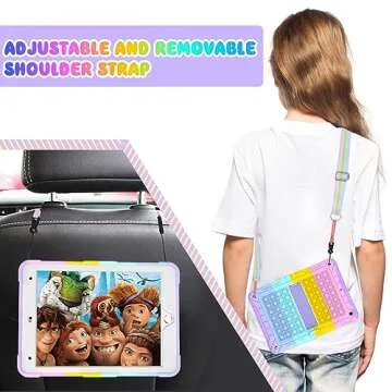 TSQQST Durable iPad Case with Stand for Kids and Screen Protector