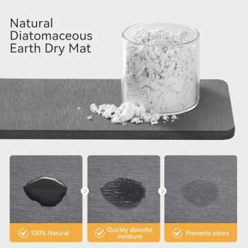 Yofidra Water Absorbent Diatomite Drying Mat with Sponge Holder - 9.0" x 3.5"