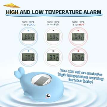 Baby Bath Bathtub Thermometer for Infant - Safety Bath Tub Water Temperature Digital Thermometer - Floating Bathing Toy Gift for Kids Newborn Mother with Flashing Temperature Warning