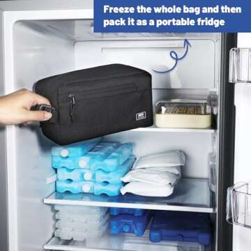 MIER Freezable Snack Bags Small Frozen Mini Cooler Lunch Bag Freezer Insulated Pouch for Kids Adults Work School Travel On-the-go, Black