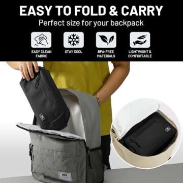 MIER Freezable Snack Bags Small Frozen Mini Cooler Lunch Bag Freezer Insulated Pouch for Kids Adults Work School Travel On-the-go, Black