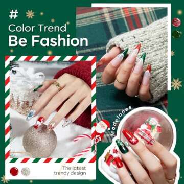 modelones Christmas Gel Nail Polish 6 Colors Red Green Glitter Gold Silver Red Cat Eye Gel Nail Poli...